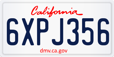 CA license plate 6XPJ356