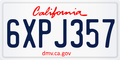 CA license plate 6XPJ357