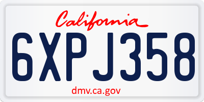 CA license plate 6XPJ358