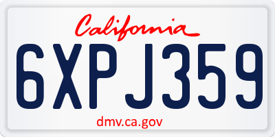 CA license plate 6XPJ359