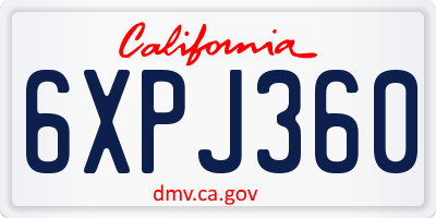 CA license plate 6XPJ360