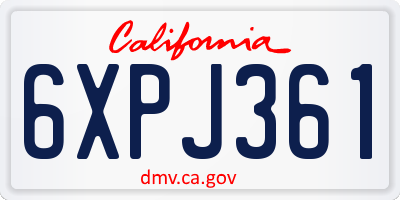CA license plate 6XPJ361