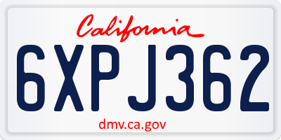 CA license plate 6XPJ362
