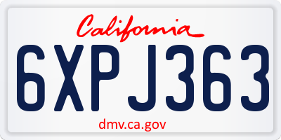 CA license plate 6XPJ363
