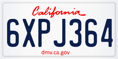 CA license plate 6XPJ364