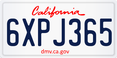 CA license plate 6XPJ365