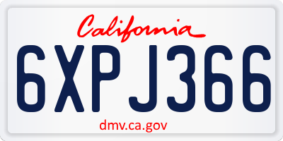 CA license plate 6XPJ366