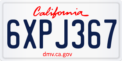 CA license plate 6XPJ367