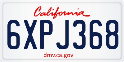 CA license plate 6XPJ368