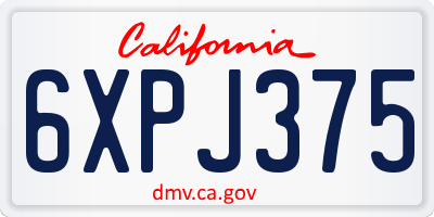 CA license plate 6XPJ375