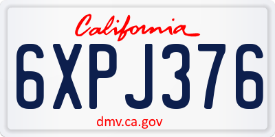 CA license plate 6XPJ376