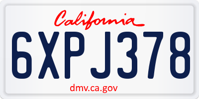 CA license plate 6XPJ378