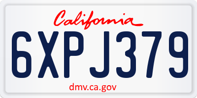 CA license plate 6XPJ379