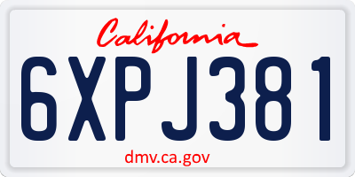 CA license plate 6XPJ381