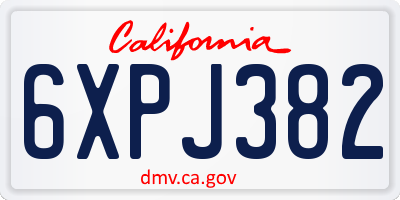 CA license plate 6XPJ382
