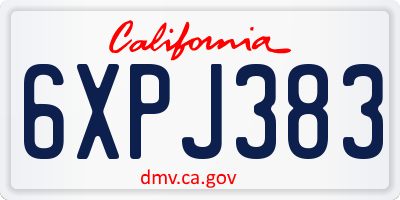 CA license plate 6XPJ383