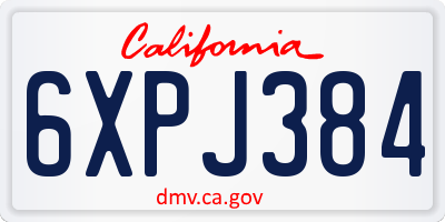 CA license plate 6XPJ384