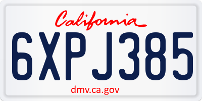 CA license plate 6XPJ385