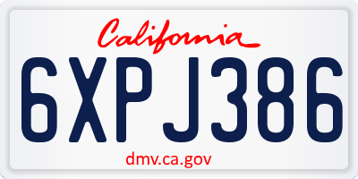 CA license plate 6XPJ386