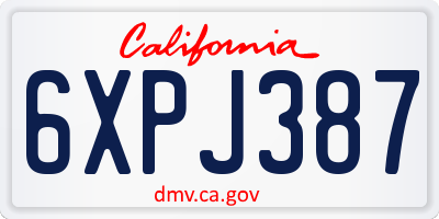 CA license plate 6XPJ387