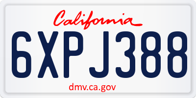 CA license plate 6XPJ388