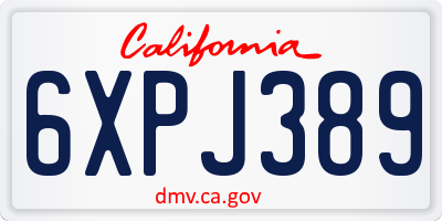 CA license plate 6XPJ389