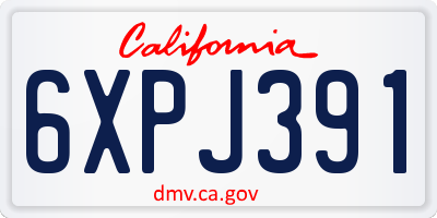 CA license plate 6XPJ391