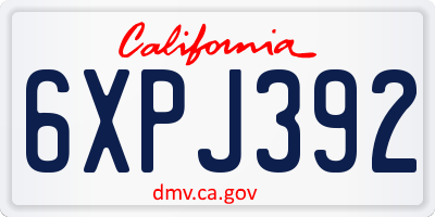 CA license plate 6XPJ392