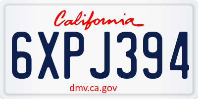 CA license plate 6XPJ394