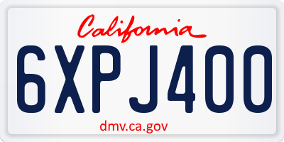 CA license plate 6XPJ400