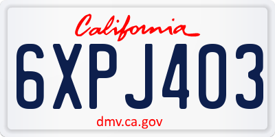 CA license plate 6XPJ403