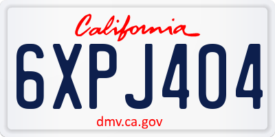CA license plate 6XPJ404