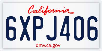 CA license plate 6XPJ406