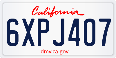 CA license plate 6XPJ407