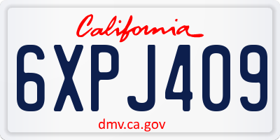 CA license plate 6XPJ409