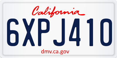 CA license plate 6XPJ410