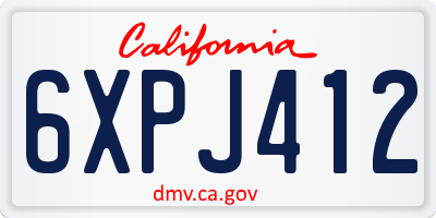 CA license plate 6XPJ412