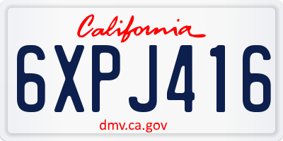 CA license plate 6XPJ416