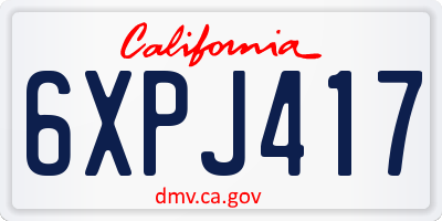 CA license plate 6XPJ417