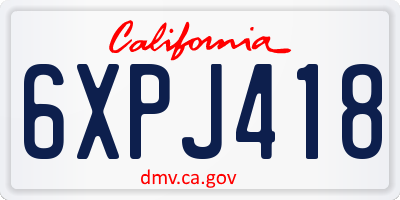 CA license plate 6XPJ418