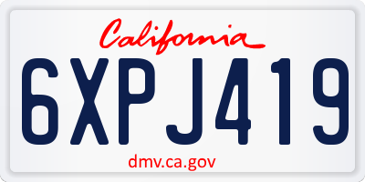 CA license plate 6XPJ419