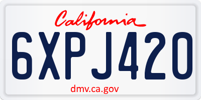 CA license plate 6XPJ420