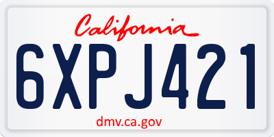 CA license plate 6XPJ421