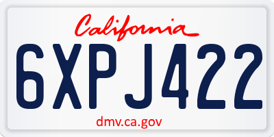 CA license plate 6XPJ422