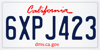 CA license plate 6XPJ423