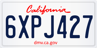 CA license plate 6XPJ427