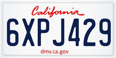 CA license plate 6XPJ429