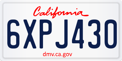 CA license plate 6XPJ430