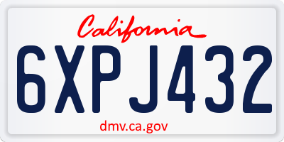 CA license plate 6XPJ432