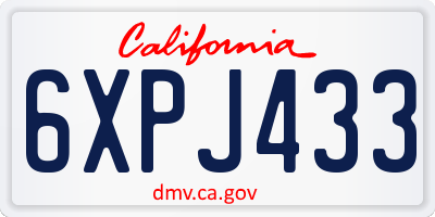 CA license plate 6XPJ433